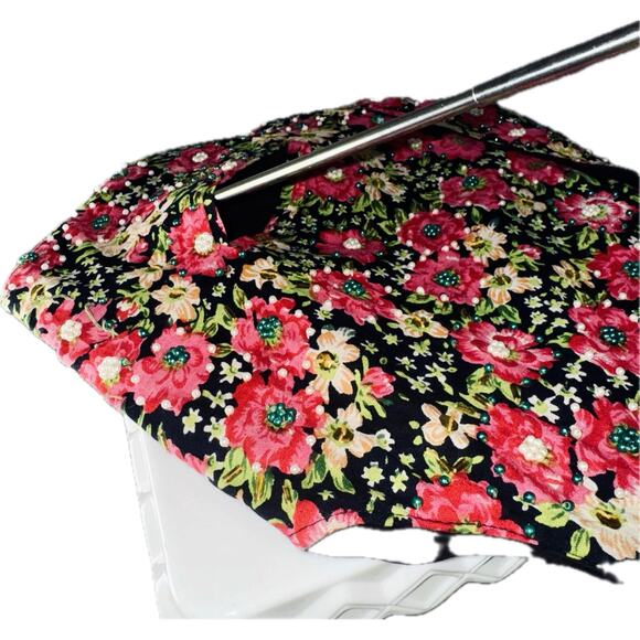 VTG AJ 90s Floral Beaded Sequin Vest Women’s Medium Waistcoat CottageCore Whimsy - Picture 4 of 5